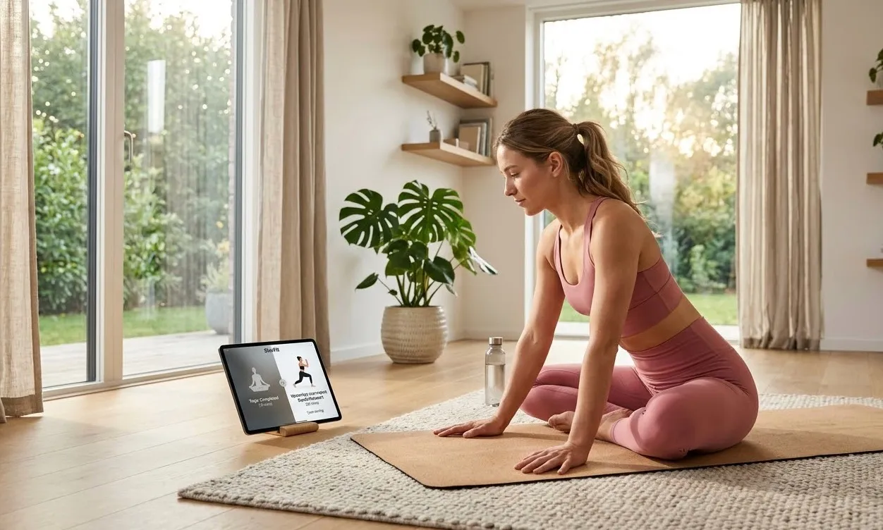Image 4: Girl is exercising at home