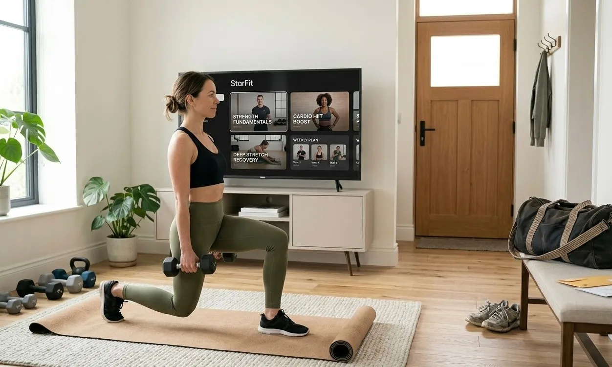 Image 4: Girl is exercising at home