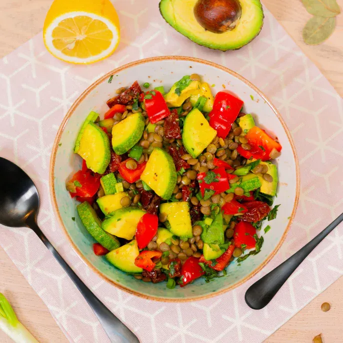 Lentil Salad with Pepper and Basil