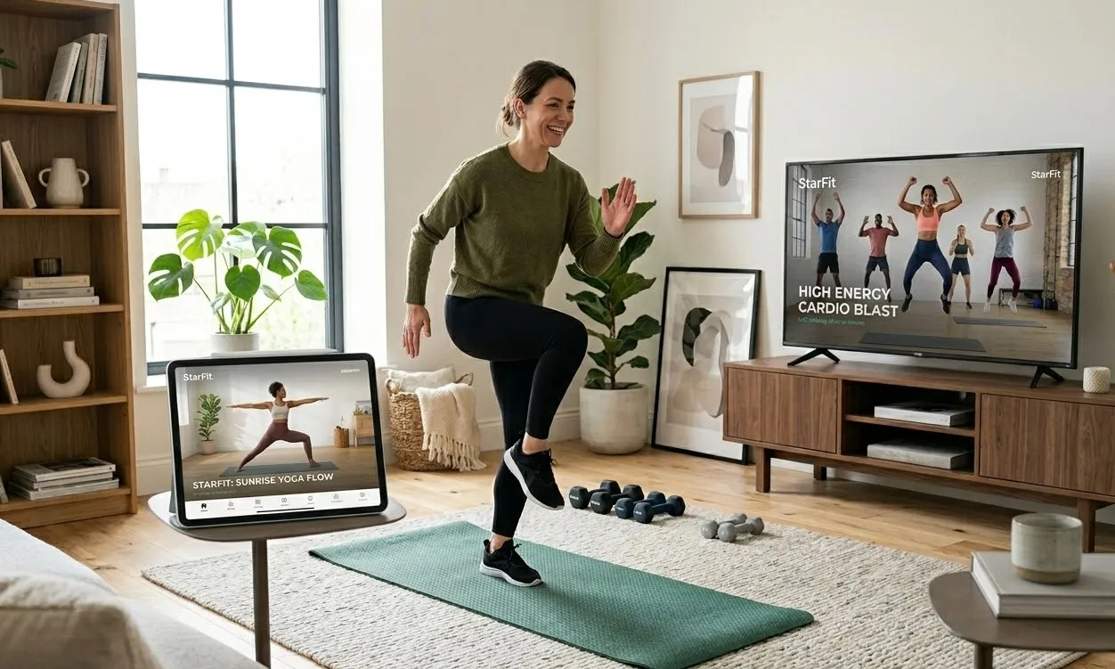 Image 4: Girl is exercising at home